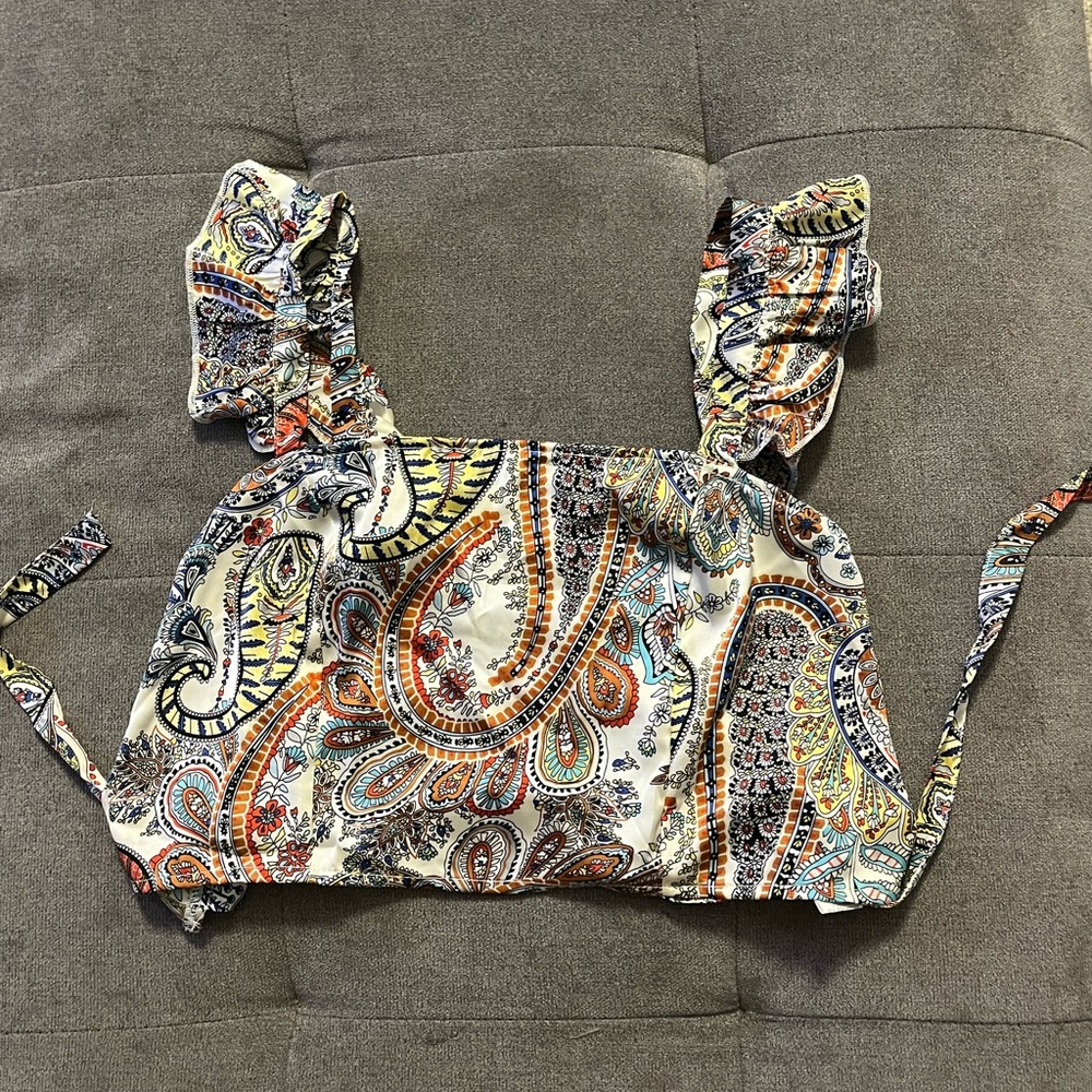 Silk Ruffle Crop Top